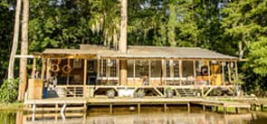 Swamp wooden cabin